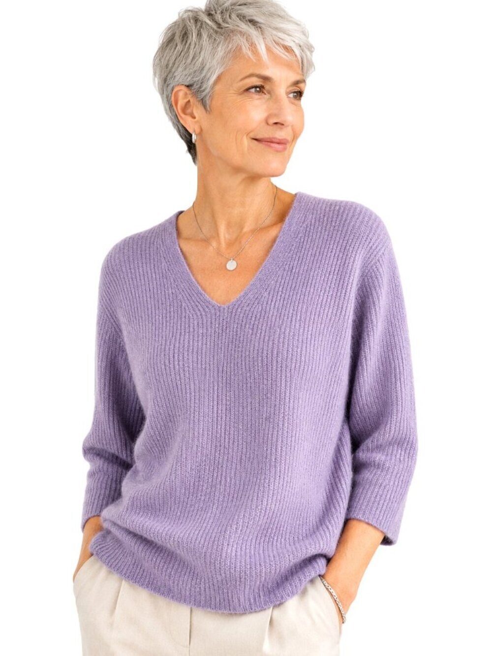 Vintage Rafaella Lavender Sparkle Angora Lambswool Pullover Sweater